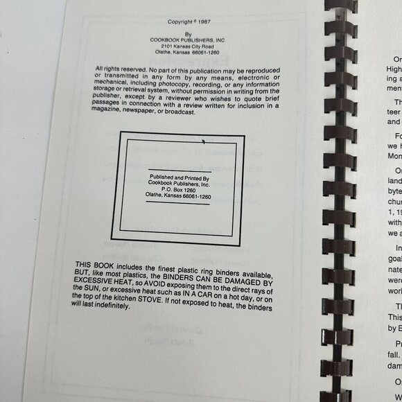 Whats Cooking In Highland County Cookbook 1987 Ladies Auxiliary McDowell Volunte - Picture 4 of 4